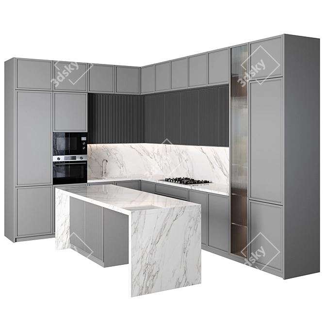 Customizable Modern Kitchen Set 3D model image 1