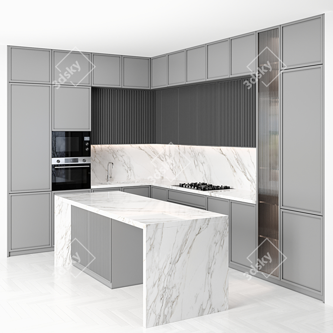 Customizable Modern Kitchen Set 3D model image 6