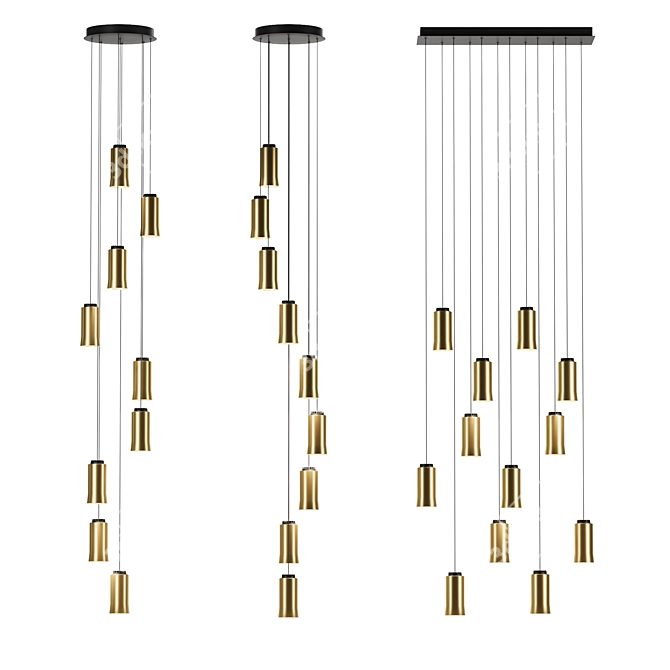 Brass Cirio Cascada Pendant Lights 3D model image 2