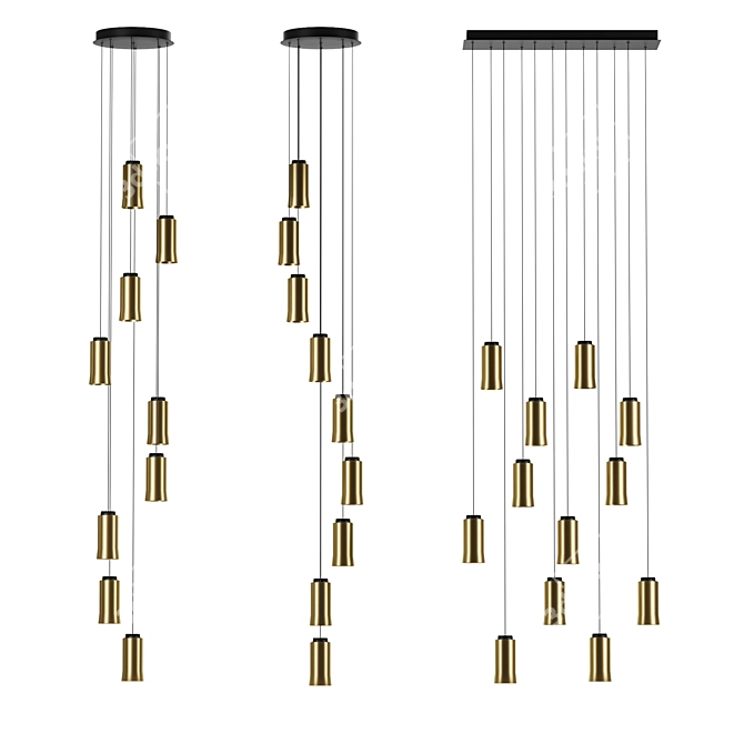 Brass Cirio Cascada Pendant Lights 3D model image 3