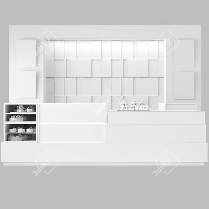 Modern Coffee Shop Dessert Display 3D model image 2