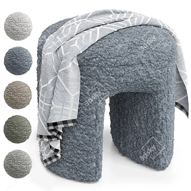 Shaggy Merino Pouf with Polys blanket 3D model image 10