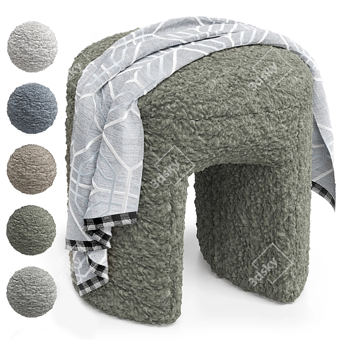 Shaggy Merino Pouf with Polys blanket 3D model image 11