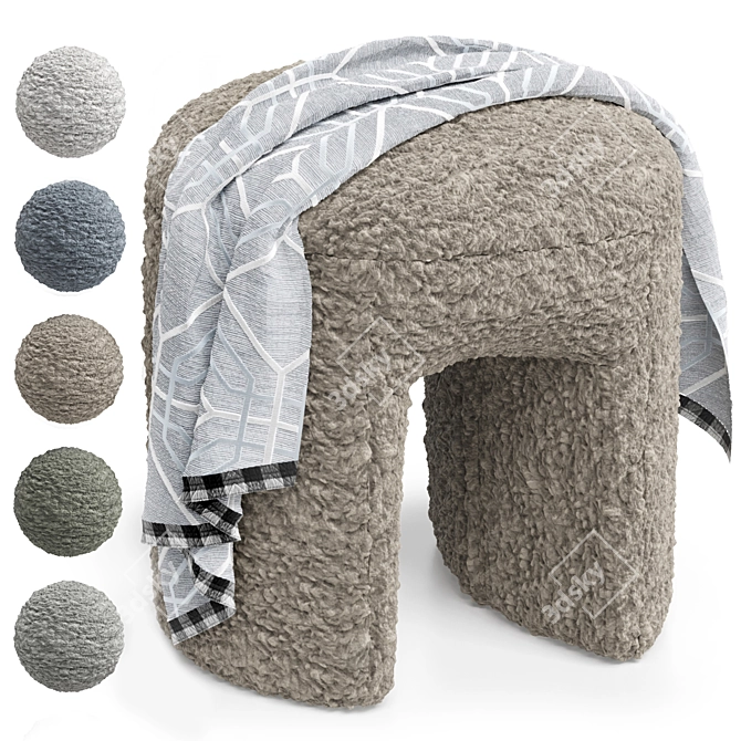 Shaggy Merino Pouf with Polys blanket 3D model image 12