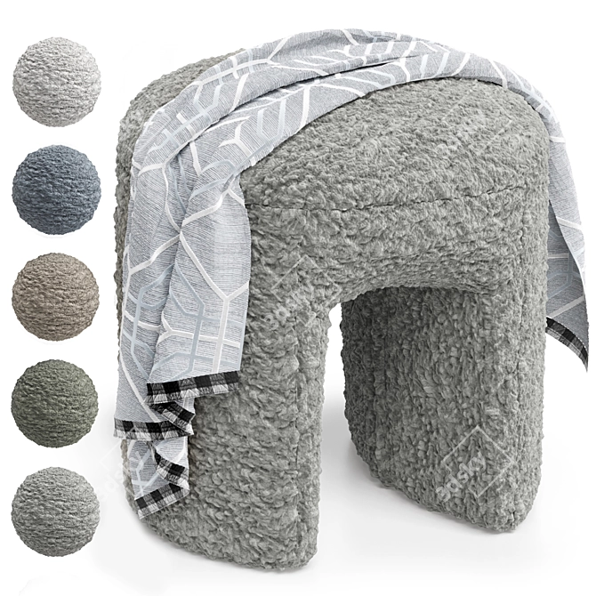 Shaggy Merino Pouf with Polys blanket 3D model image 13