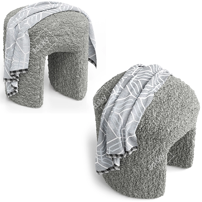 Shaggy Merino Pouf with Polys blanket 3D model image 15