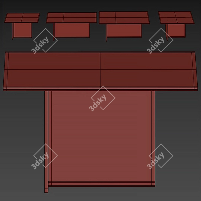 Colorful Glass Dining Table Set 3D model image 2