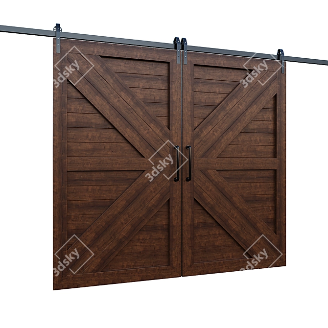 Rustic Barn Door 3D Model 3D model image 1