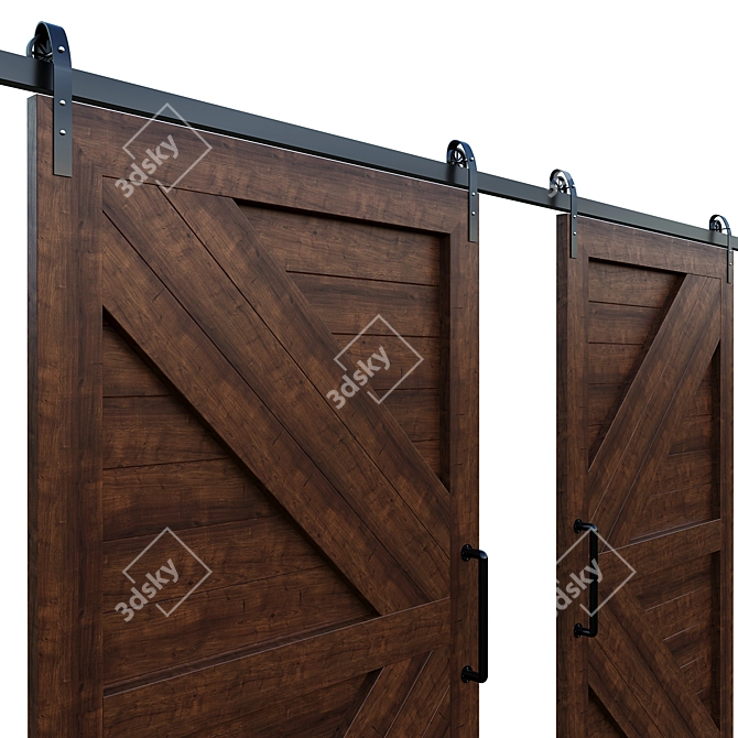 Rustic Barn Door 3D Model 3D model image 2