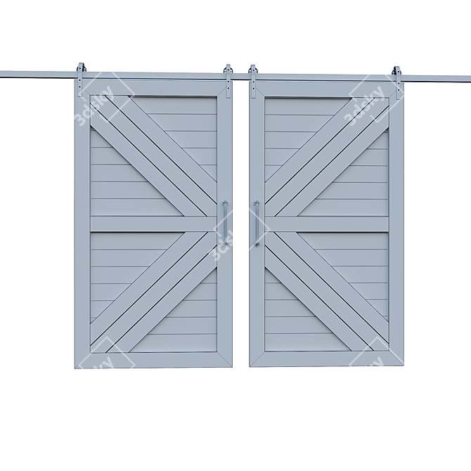 Rustic Barn Door 3D Model 3D model image 4