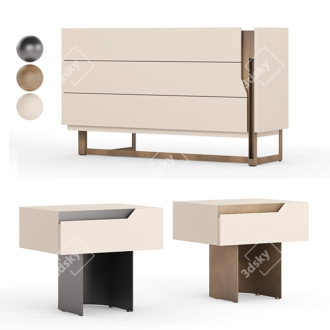 Elegance in Mirage Drawers Tables 3D model image 1