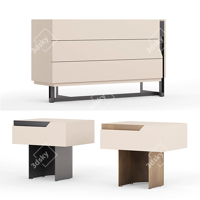 Elegance in Mirage Drawers Tables 3D model image 2