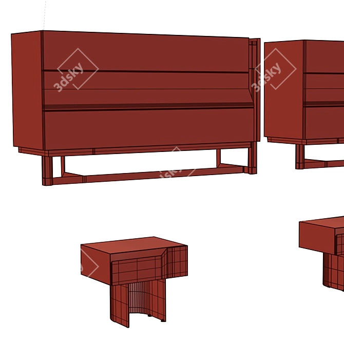 Elegance in Mirage Drawers Tables 3D model image 7