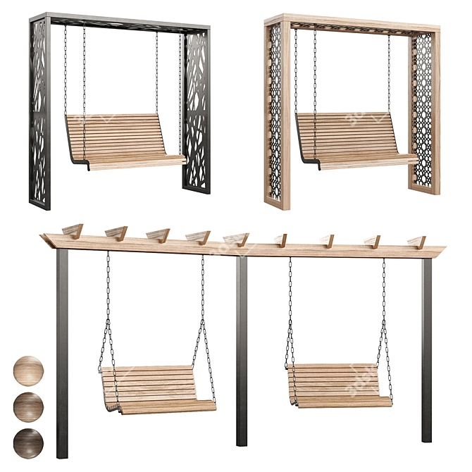 Swing Set with Canopy 3D model image 1