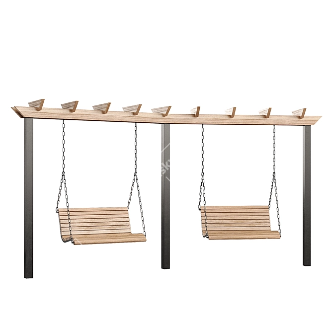 Swing Set with Canopy 3D model image 4