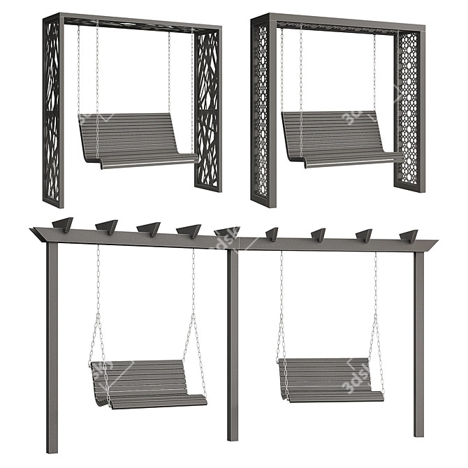 Swing Set with Canopy 3D model image 5