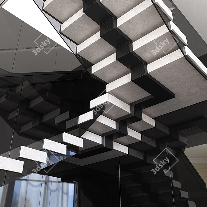  Modern Staircase Design 3D Model 3D model image 5