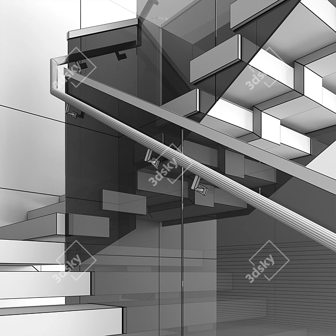  Modern Staircase Design 3D Model 3D model image 7