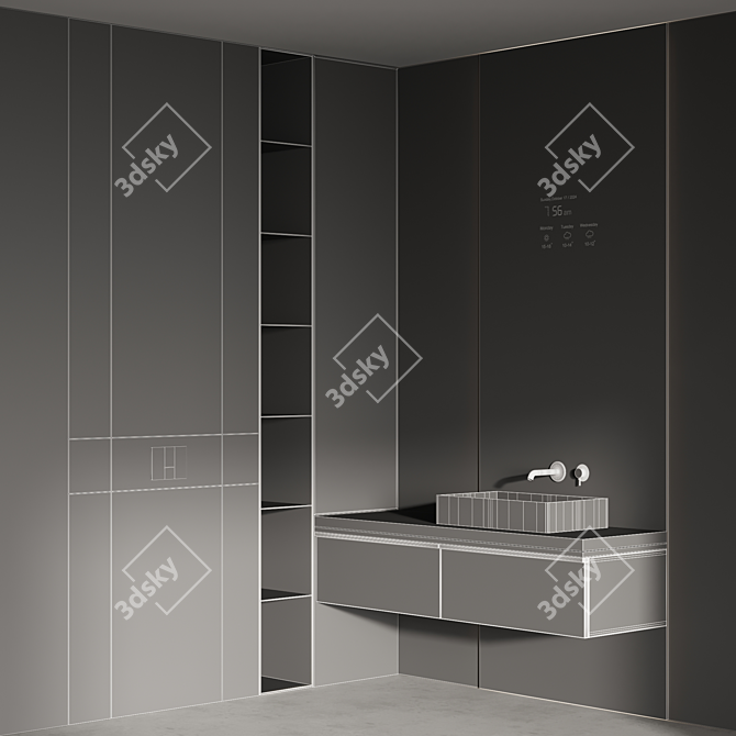 Modern Bathroom Furniture Set 3D model image 4