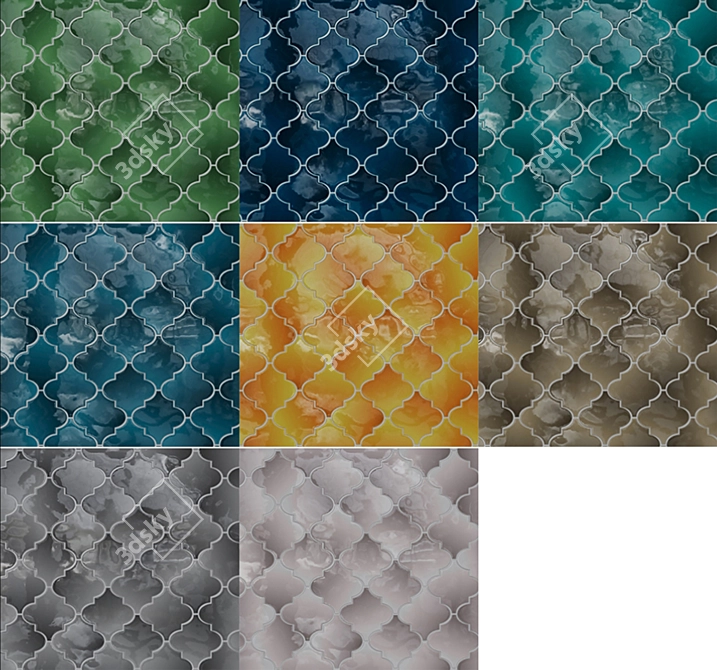 Arabesque Maiolica Tile Texture 3D model image 7