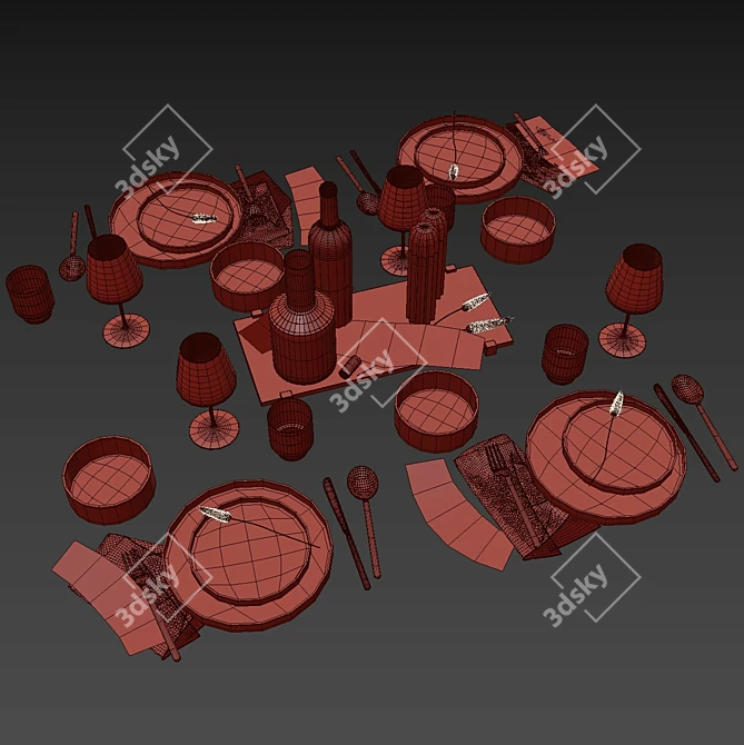 Procedural Texture Table Setting 3D model image 4