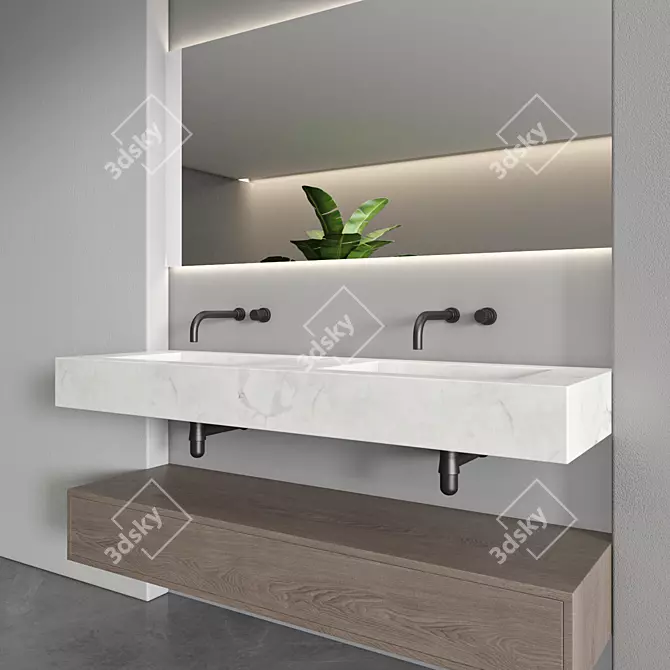 Modern Bathroom Furniture Set 116 3D model image 3