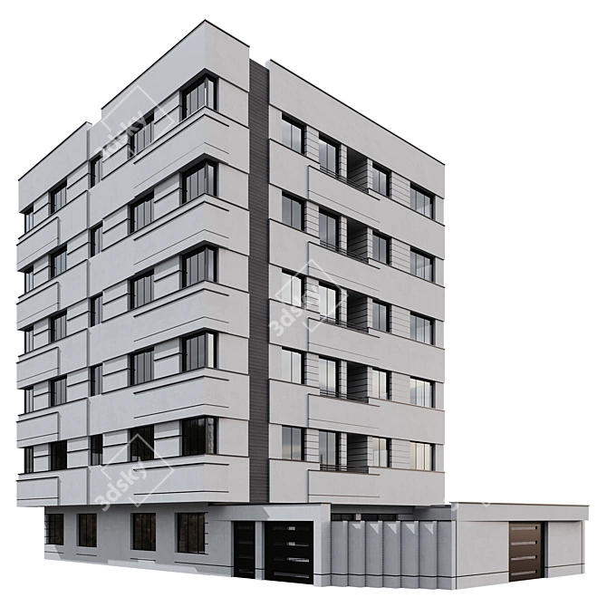 Multi-Floor Residential Building Kit 3D model image 1