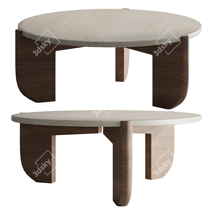 Minimalist Stone Tripod Coffee Table 3D model image 1