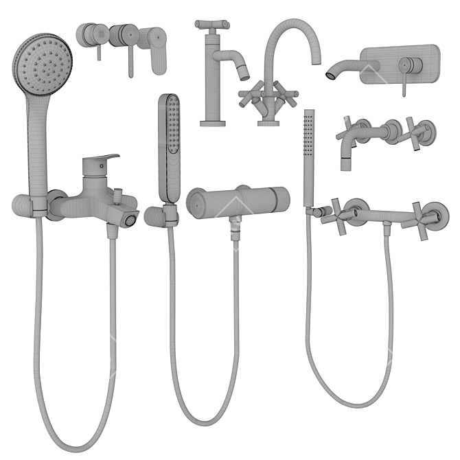 Fima Shower Faucet Set Collection 3D model image 7