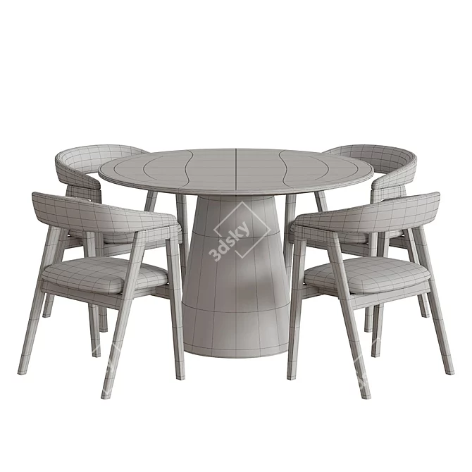 Modern Chair & Table Set 3D model image 2