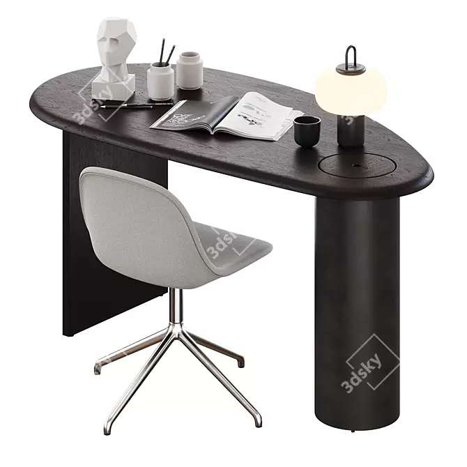  Modern Eclipse Desk in Black 3D model image 6