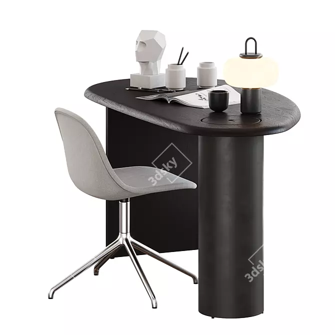  Modern Eclipse Desk in Black 3D model image 2