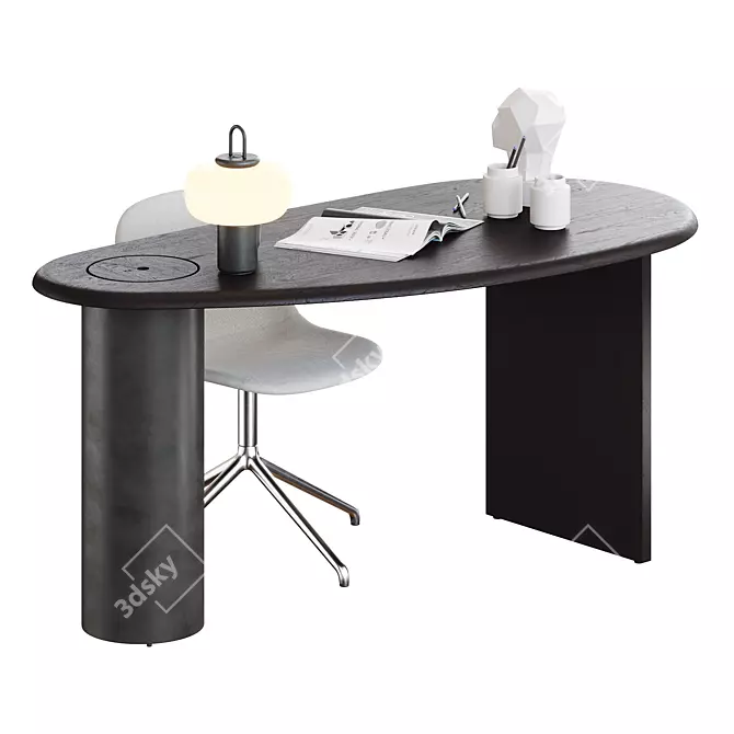  Modern Eclipse Desk in Black 3D model image 3