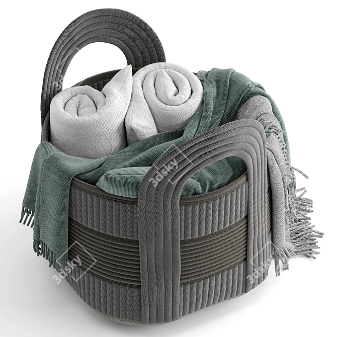 Cozy Basket Set with Blanket 3D model image 2