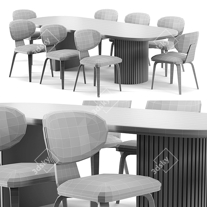 Elegant OLOS Dining Set 3D model image 4