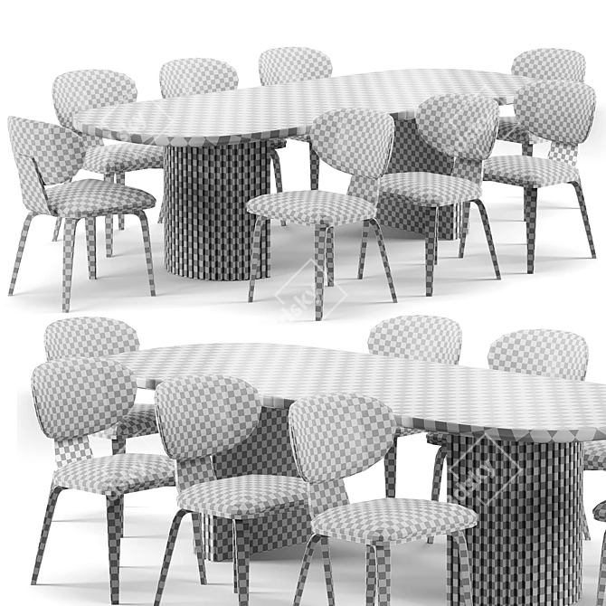 Elegant OLOS Dining Set 3D model image 5