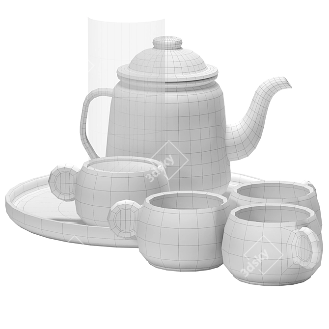 Falcon Enamelware Tea Set 3D model image 4