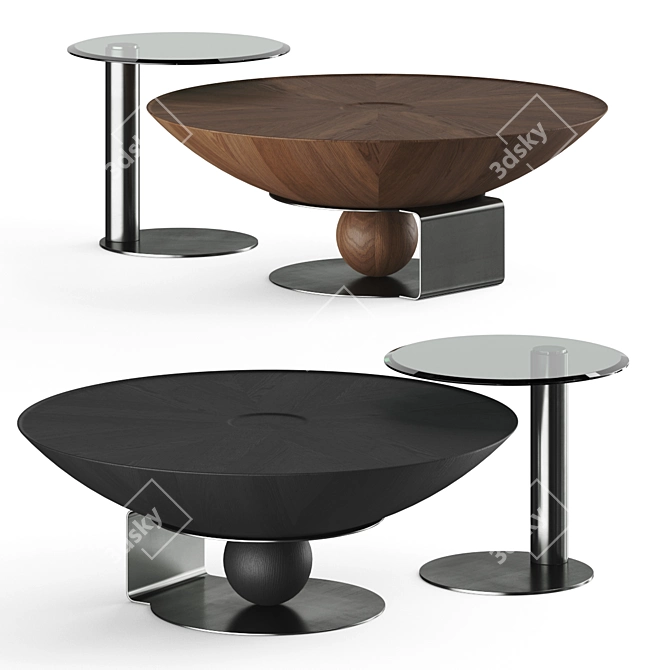 Contemporary Round Coffee Tables Set 3D model image 1