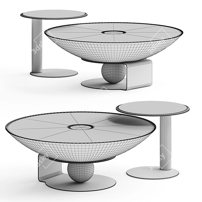 Contemporary Round Coffee Tables Set 3D model image 2