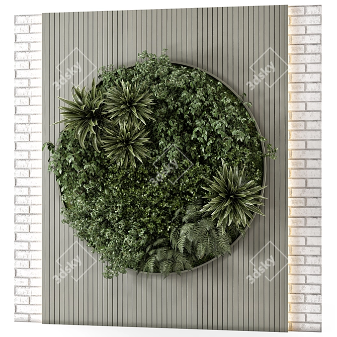 Wooden Base Vertical Indoor Garden 3D model image 1