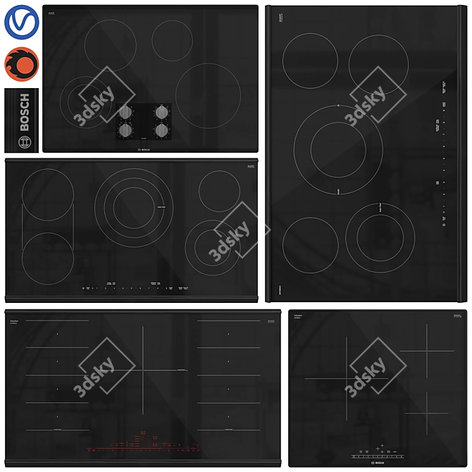 Bosch Cooktop Collection Set 3D model image 1