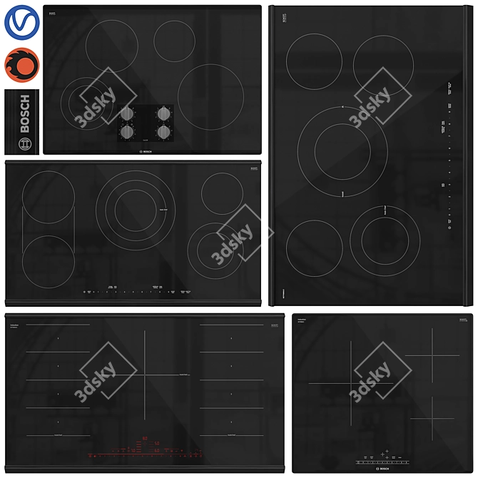 Bosch Cooktop Collection Set 3D model image 7