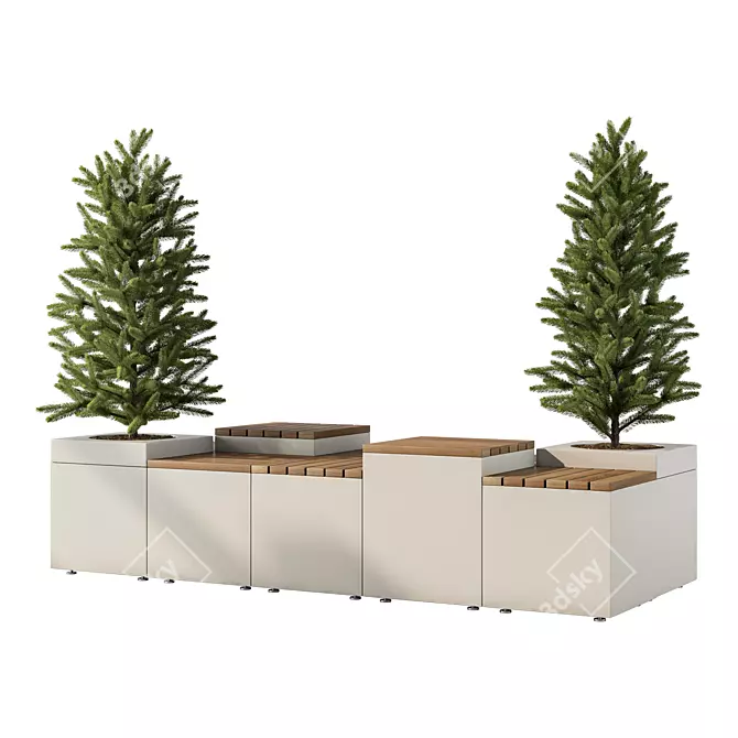 Cityscape Plant Bench Set 3D model image 1