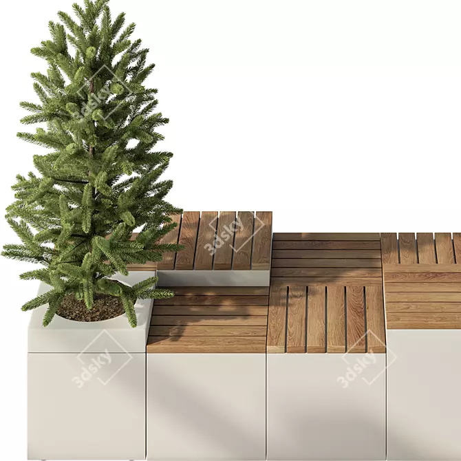 Cityscape Plant Bench Set 3D model image 2