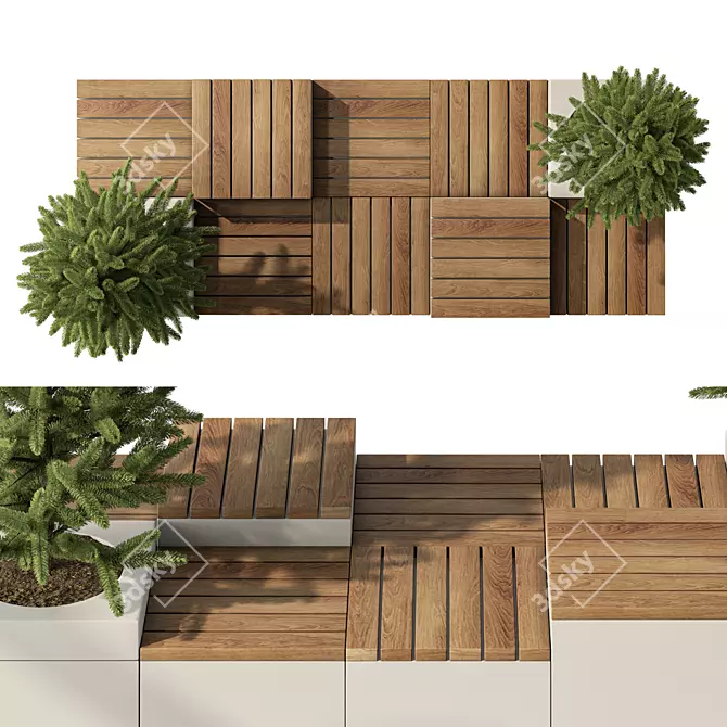 Cityscape Plant Bench Set 3D model image 3