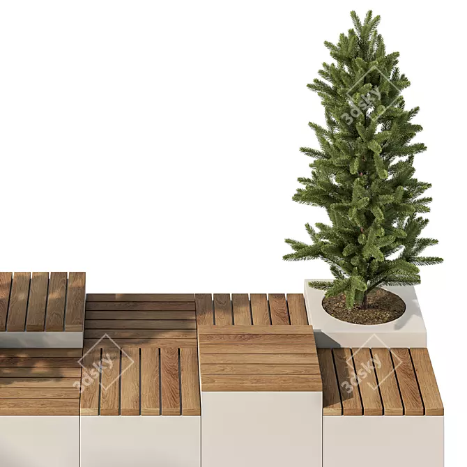 Cityscape Plant Bench Set 3D model image 4