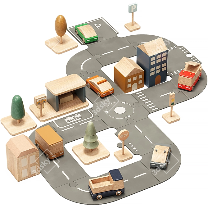 Liewood Village Roads Toy Set 3D model image 1