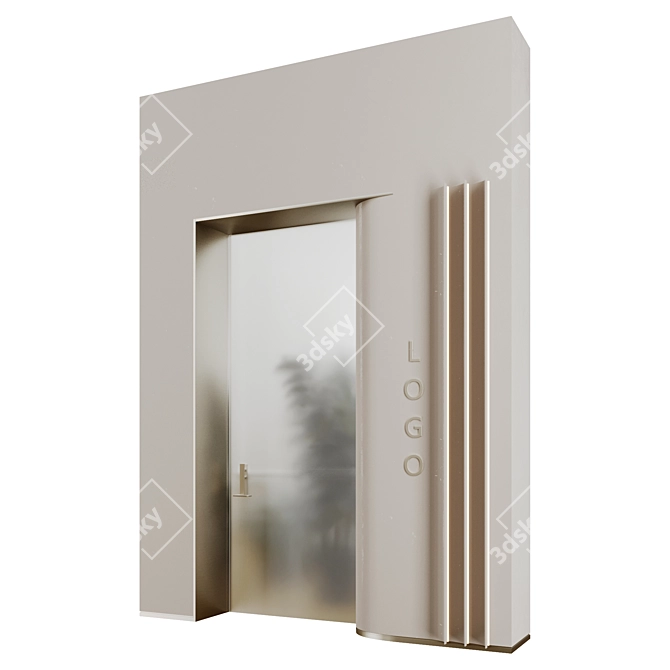 Modern Glass Door Entrance Set 3D model image 2