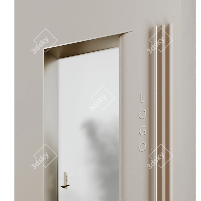 Modern Glass Door Entrance Set 3D model image 4