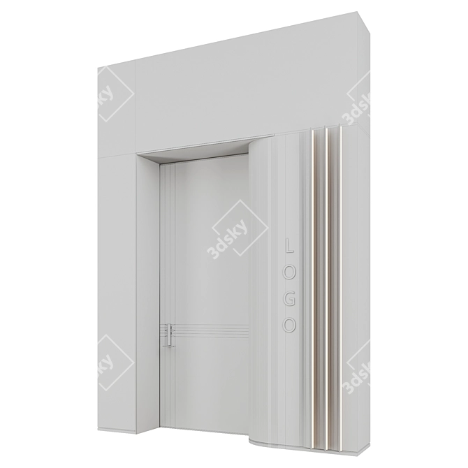 Modern Glass Door Entrance Set 3D model image 5